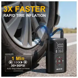 Inflador/Compresor Portátil NEXPOW 150 PSI Recargable para Auto, Moto, Bicicleta y Pelotas con Pantalla Dual miniatura 9